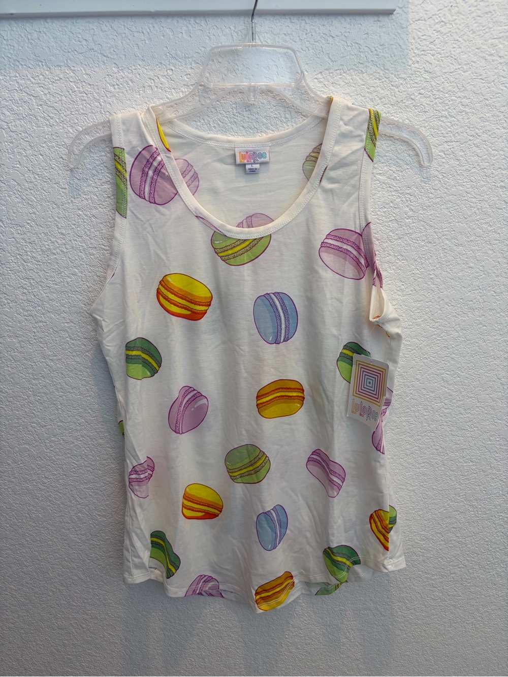 LuLaRoe Tank Top with Colorful Macaron Print